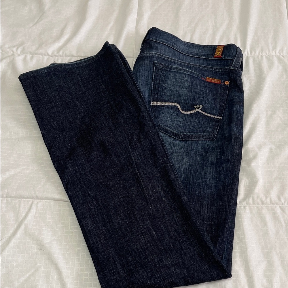 7 For All Mankind Deep Indigo Straight Jeans